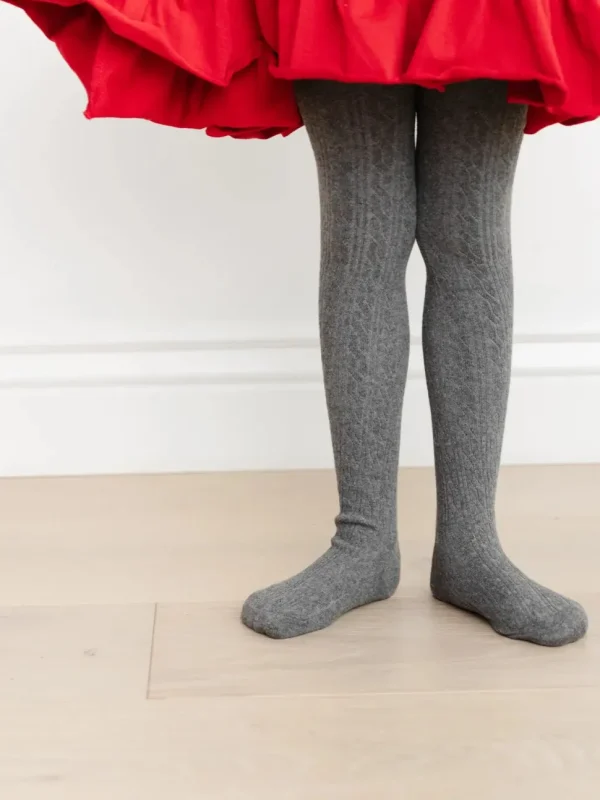 Cable Knit Tights - Charcoal