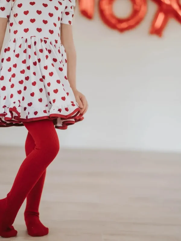 Cable Knit Tights - Cherry