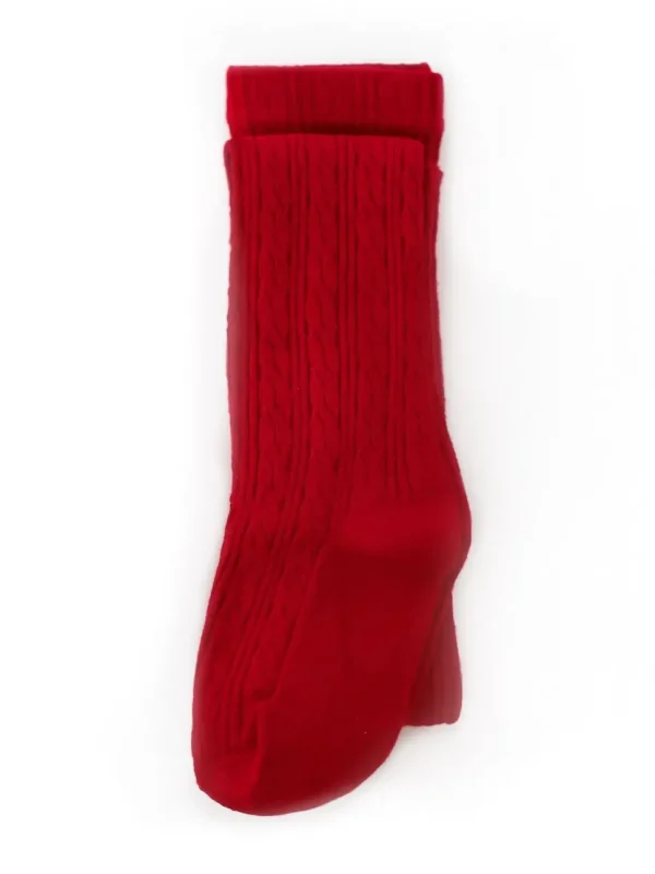 Cable Knit Tights - Cherry