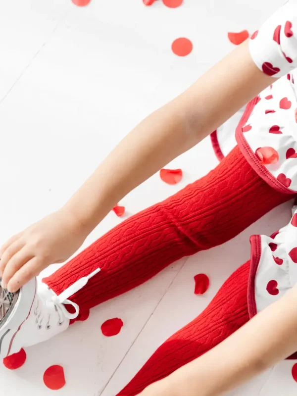Cable Knit Tights - Cherry