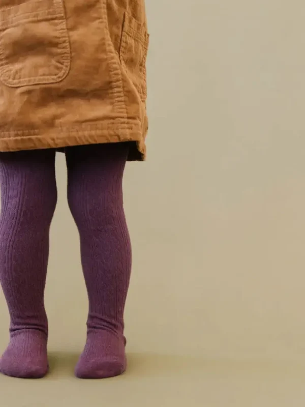 Cable Knit Tights - Dusty Plum