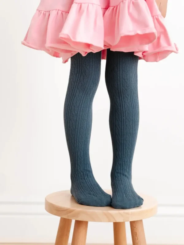 Cable Knit Tights - French Blue