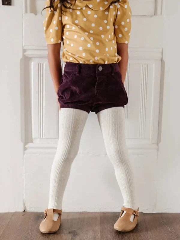 Cable Knit Tights - Heathered Ivory