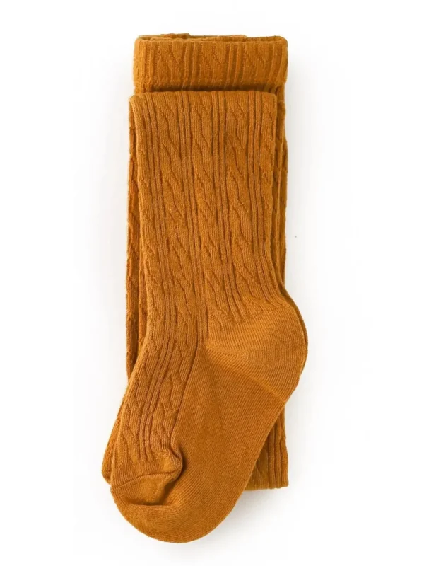 Cable Knit Tights - Mustard