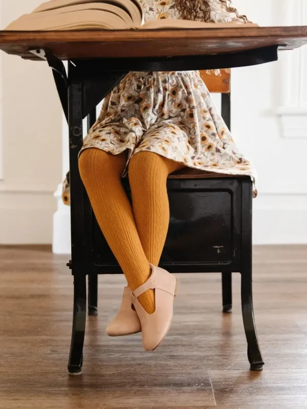 Cable Knit Tights - Mustard