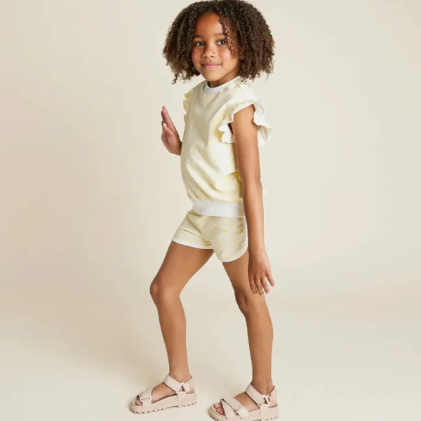 Canary Beachcomber Print Ruffle Sweatshirt