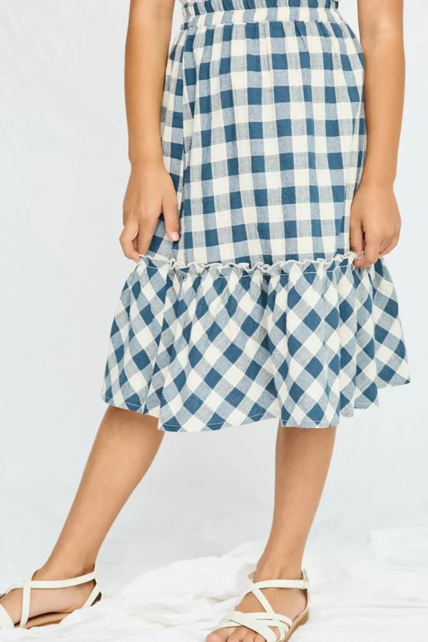 Checkered Ruffle Tiered Skirt