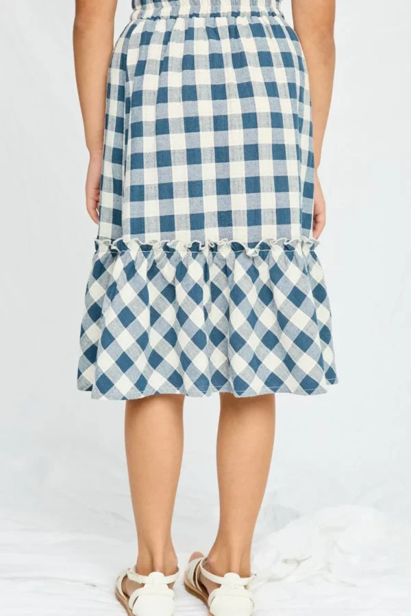 Checkered Ruffle Tiered Skirt