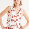 Cherry Print Tailored Vest
