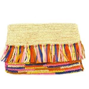Coco Fringe Crochet Straw Clutch (several colors)