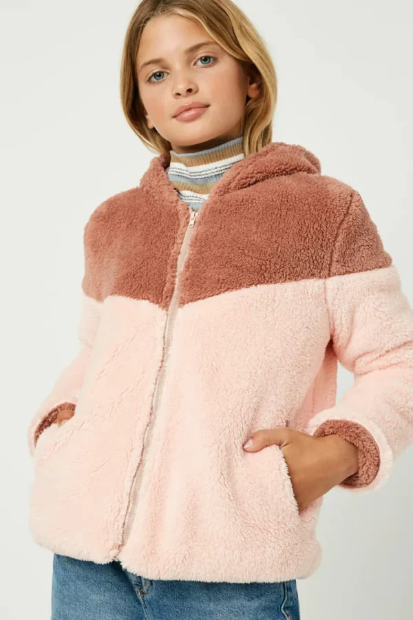 Color Block Fleece Hooded Jacket