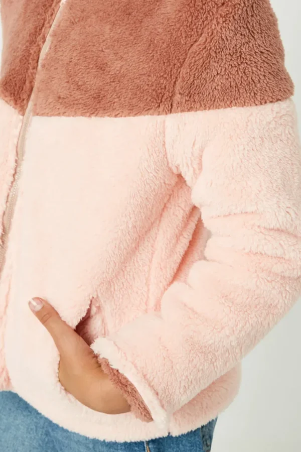 Color Block Fleece Hooded Jacket