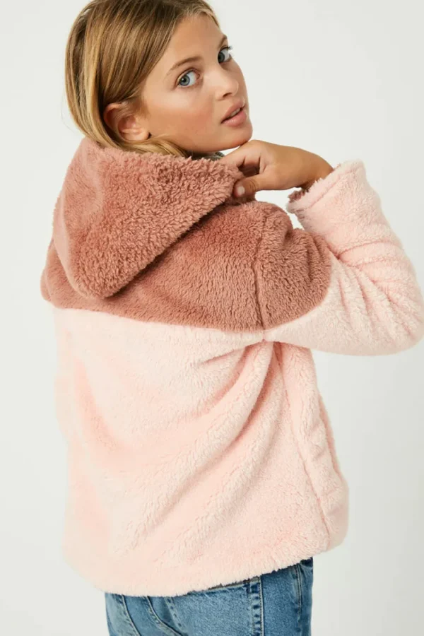Color Block Fleece Hooded Jacket