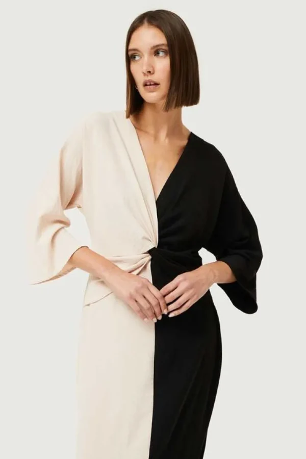 Color Block Long Dress - Black