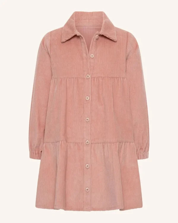 Corduroy Tiered Dress - Dusty Rose