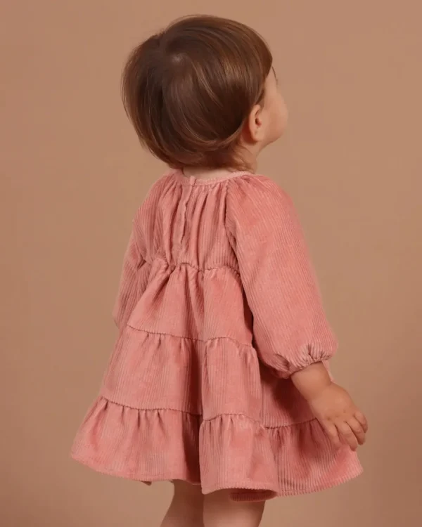 Corduroy Tiered Dress - Dusty Rose