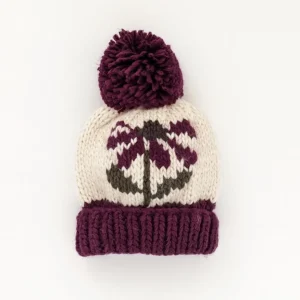 Cornflower Hand Knit Beanie Hat - Plum