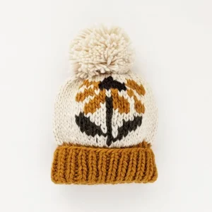 Cornflower Hand Knit Beanie Hat - Gold