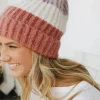 Cozy Color Block Wool Beanie - Rose/Lavender