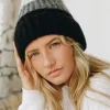 Cozy Color Block Wool Beanie - Black/Grey