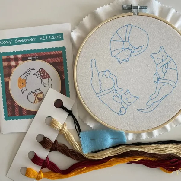 Cozy Sweater Kitties Craft Diy Embroidery Kit
