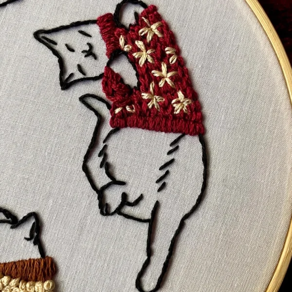 Cozy Sweater Kitties Craft Diy Embroidery Kit