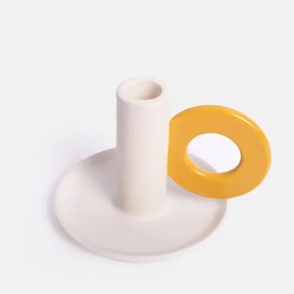 Cream & Mustard Loop Candle Holder