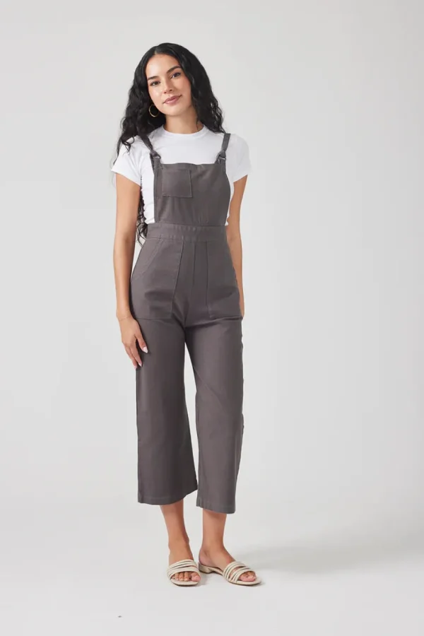 Cropped Overalls - Clay