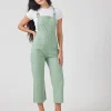 Cropped Overalls - Fern