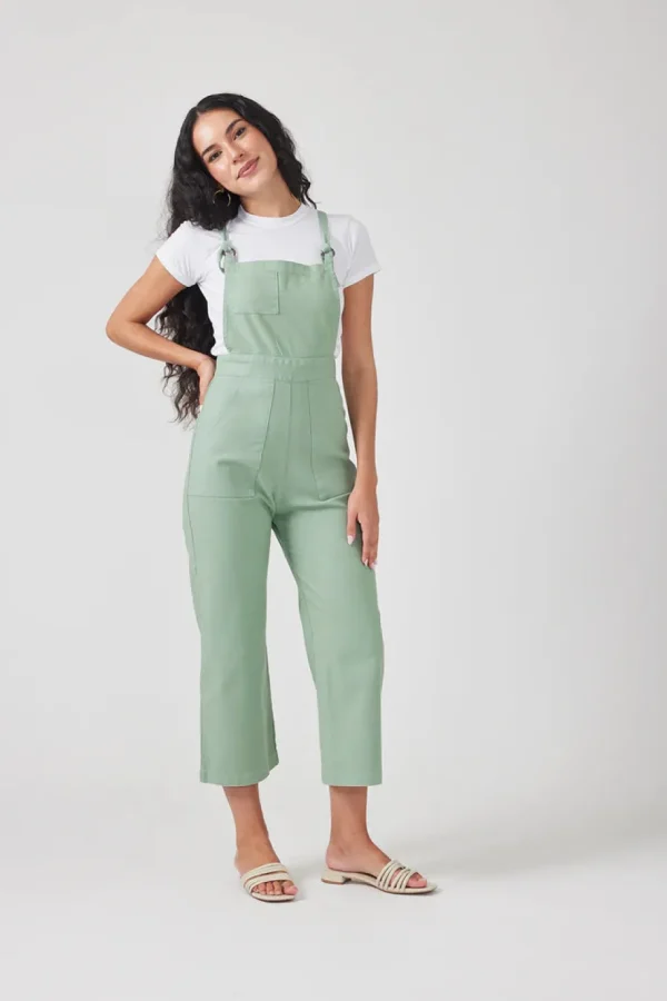 Cropped Overalls - Fern