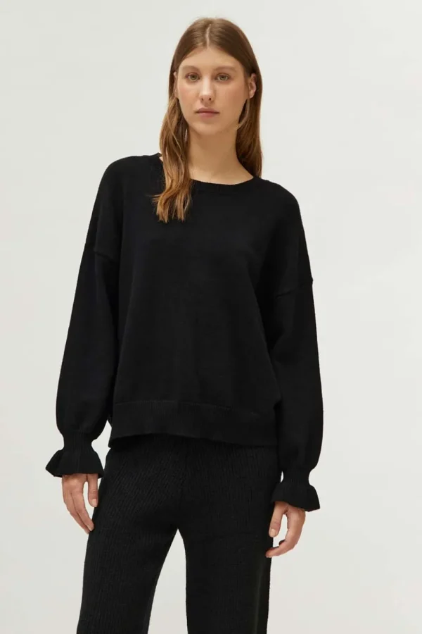 Cuff Detail Sweater - Black