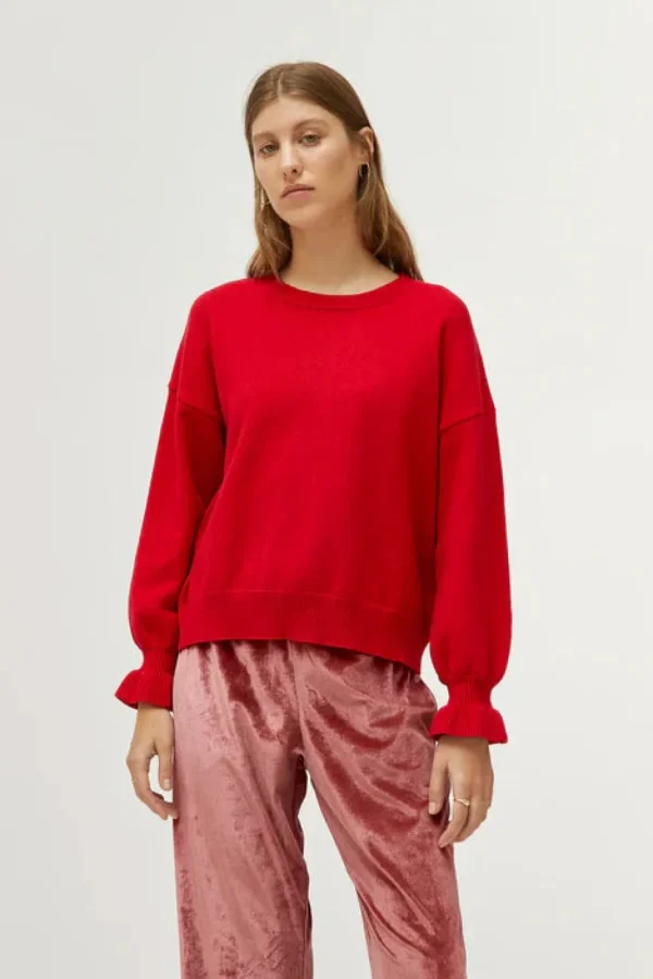 Cuff Detail Sweater - Red