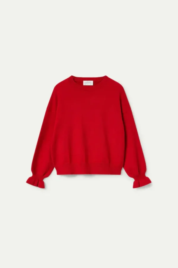 Cuff Detail Sweater - Red