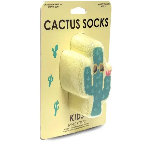 3D Packaged Crew Socks - Cool Cactus - Yellow