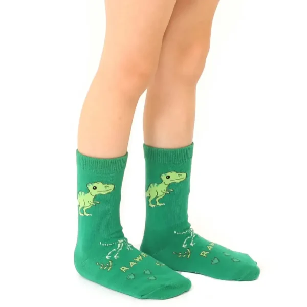 3D Packaged Crew Socks - Dinosaur - "Rawr" - Green