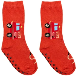 3D Packaged Crew Socks - Fire Truck - Red
