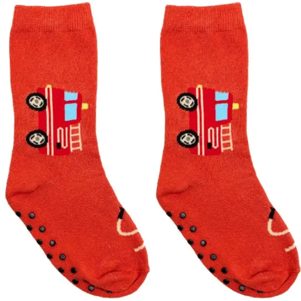 3D Packaged Crew Socks - Fire Truck - Red