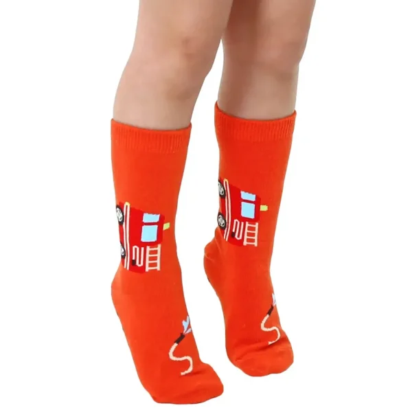 3D Packaged Crew Socks - Fire Truck - Red
