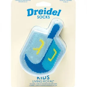 3D Packaged Crew Socks - Hanukkah - Dreidel - Blue