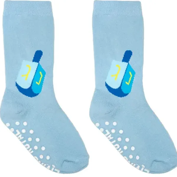 3D Packaged Crew Socks - Hanukkah - Dreidel - Blue