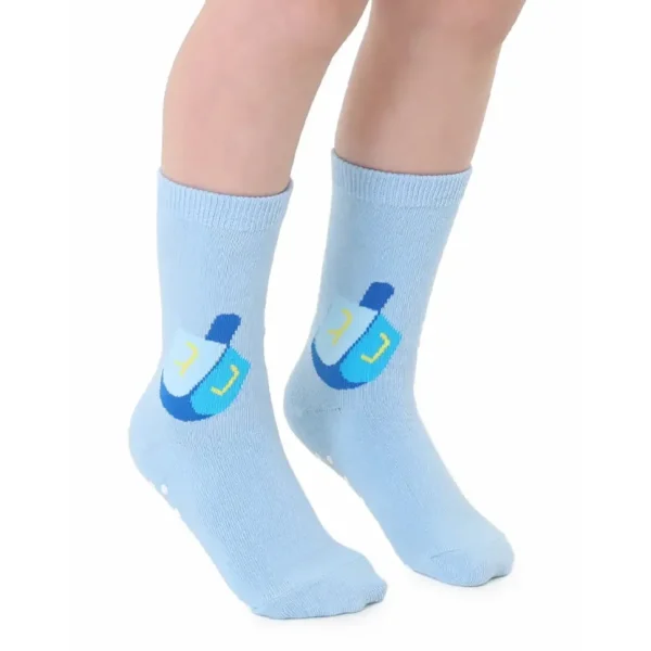 3D Packaged Crew Socks - Hanukkah - Dreidel - Blue
