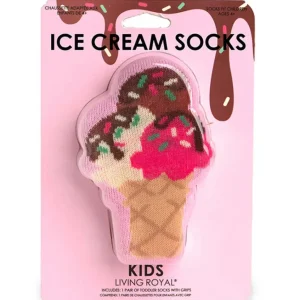 3D Packaged Crew Socks - Ice Cream Cone W/Sprinkles -Pink