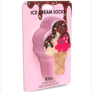 3D Packaged Crew Socks - Ice Cream Cone W/Sprinkles -Pink