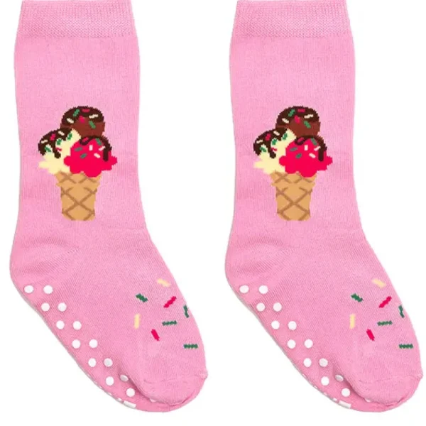 3D Packaged Crew Socks - Ice Cream Cone W/Sprinkles -Pink