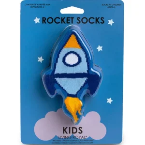 3D Packaged Crew Socks - Rocket Ship in Space - Blue