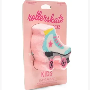 3D Packaged Crew Socks - Roller Skate - Pink