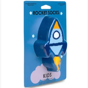 3D Packaged Crew Socks - Rocket Ship in Space - Blue