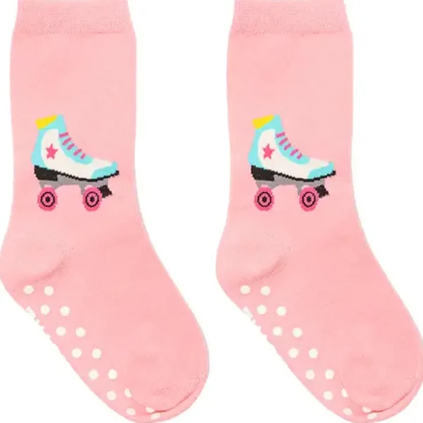 3D Packaged Crew Socks - Roller Skate - Pink