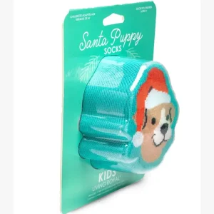 3D Packaged Crew Socks - Santa Puppy
