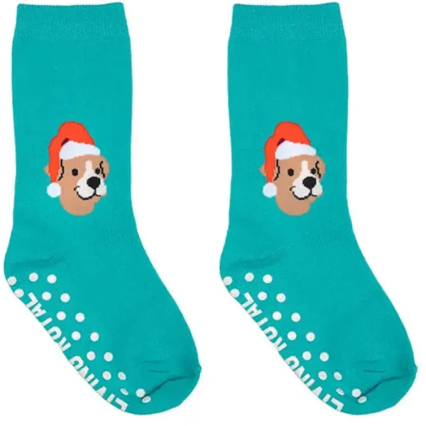 3D Packaged Crew Socks - Santa Puppy